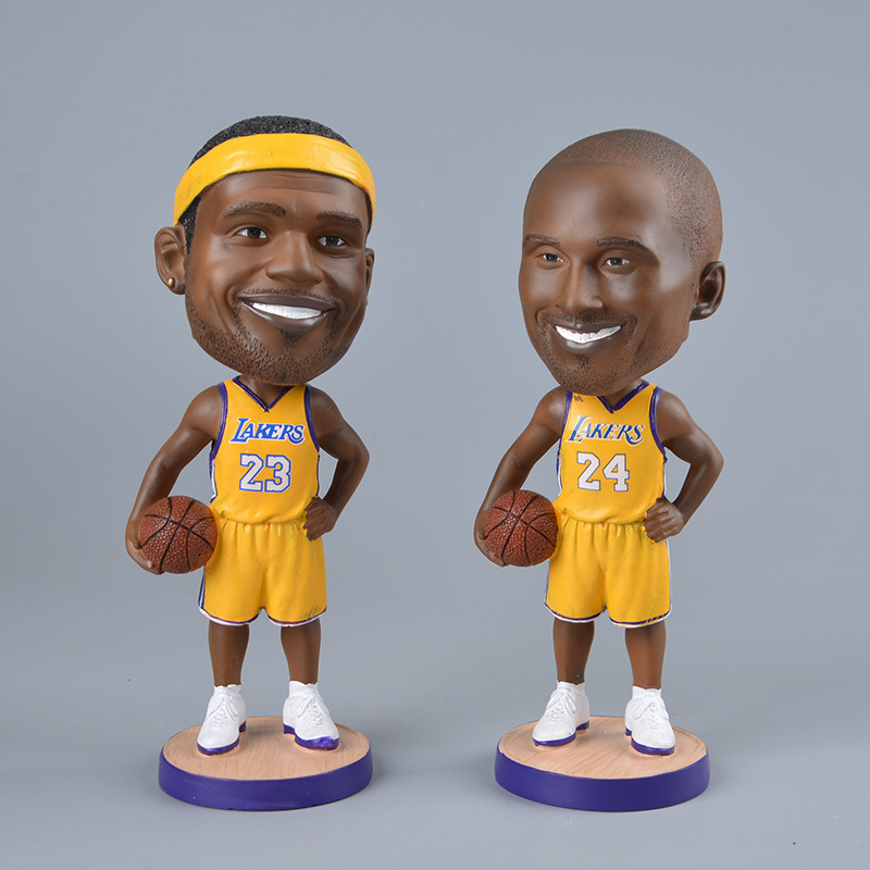 NBA Basketball Star Car Shaking Head Decoration Creative Cartoon Hand-run Cute Doll Resin Crafts Decoration