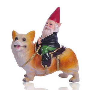 Hot selling outdoor elderly and dog decorations resin crafts pastoral ornaments micro landscape garden statues