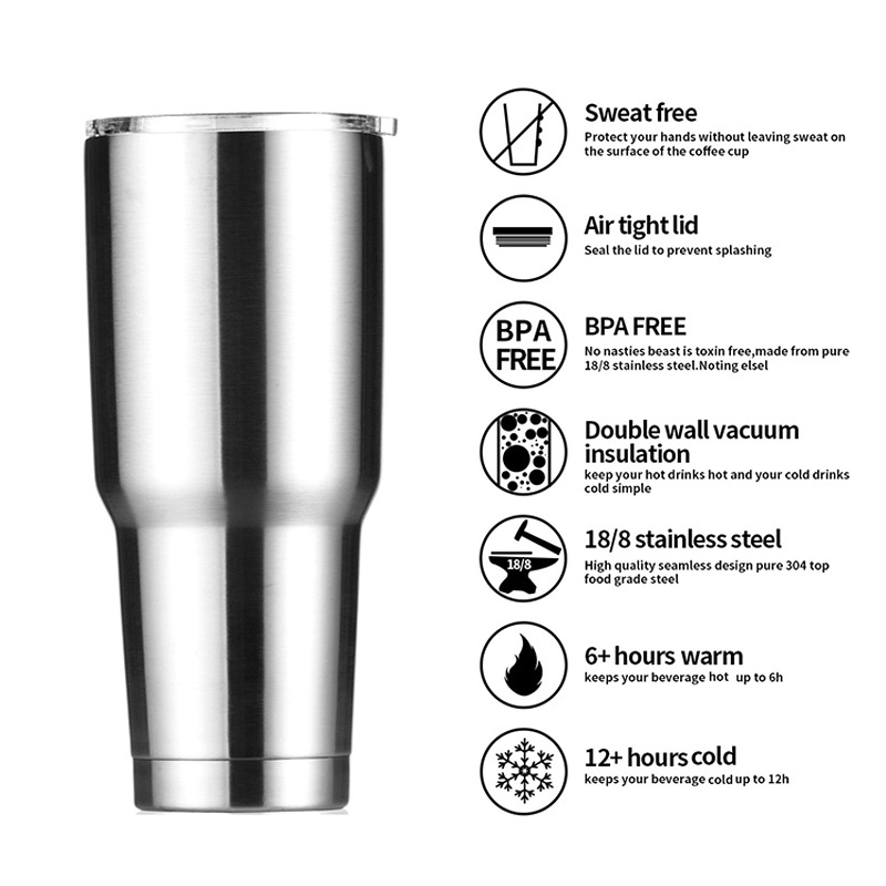 Wholesale Custom Logo 30oz Double Wall Cafe Cup Stainless Steel Insulated Tumbler Coffee Mug Travel Mug Tumbler In Bulk