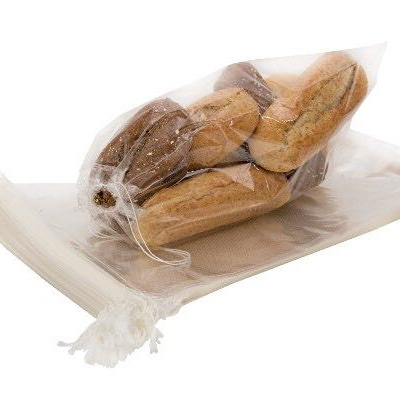 Biodegradable & Compostable Cellophane Wicket Micro perforated bread bag with cotton drawstrings