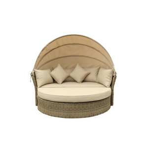 Rattan round sun lounger outdoor furniture canopy daybed swing