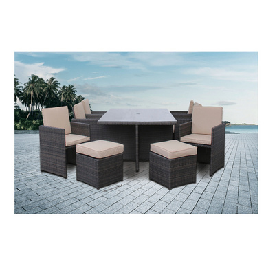 Rattan Outdoor Sofa Patio Table Garden Chair Square Backyard Pool Wicker Table Garden furniture Dining Set