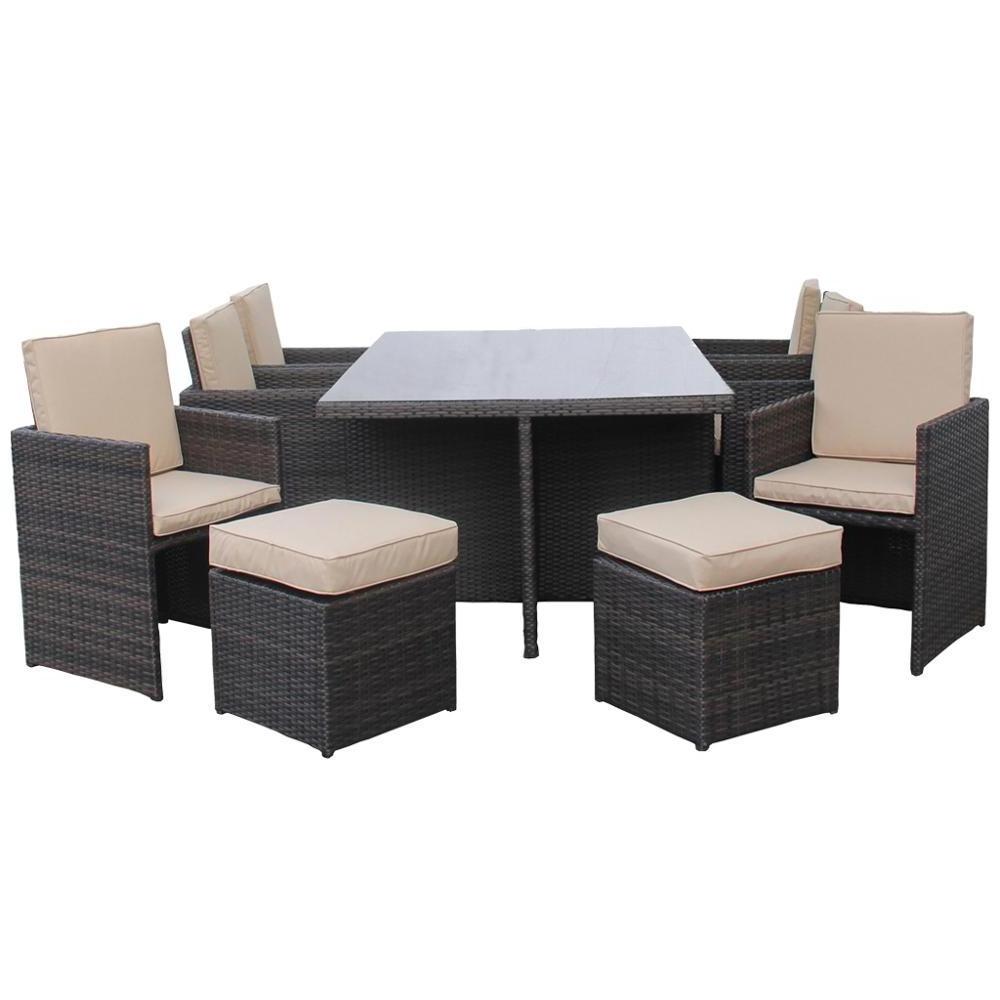 Rattan Outdoor Sofa Patio Table Garden Chair Square Backyard Pool Wicker Table Garden furniture Dining Set