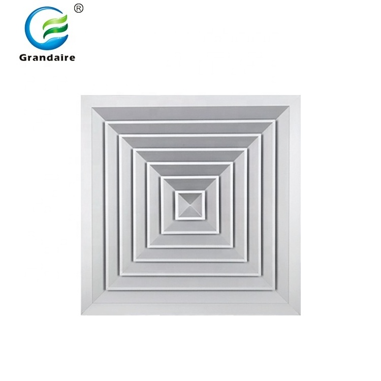 China Factory Aluminum 4 Way Supply Square Ceiling Air Flow Diffuser with Removable Core