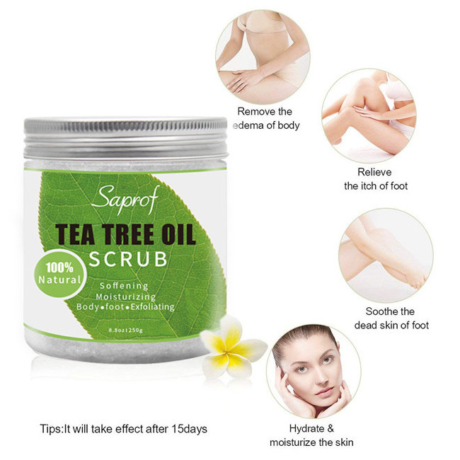 Wholesale 100% Natural Organicl Body and Foot Exfoliator Tea Tree Oil Scrub