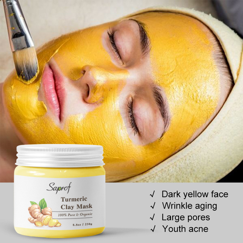 Female Natural Skin Care Brightens Repairs Anti-Aging Healing Turmeric Clay Mud  For Face