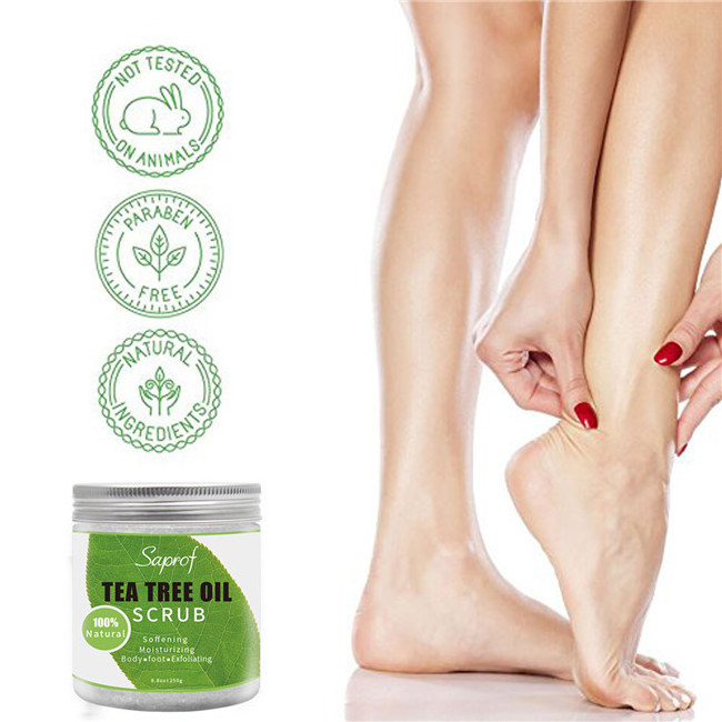 Wholesale 100% Natural Organicl Body and Foot Exfoliator Tea Tree Oil Scrub