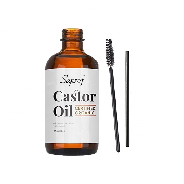 Private Label 100% Pure Organic Cold Pressed Castor Oil 4 oz For Hair Care and Face Skin and Eyelashes and Eyebrows and Nails