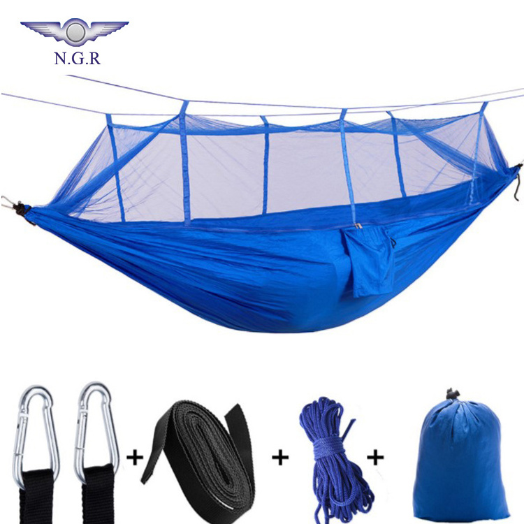 High Quality Outdoor Durable Parachute Camping hammock With Tree Straps and Mosquito net