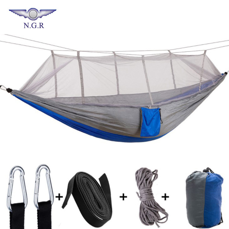 High Quality Outdoor Durable Parachute Camping hammock With Tree Straps and Mosquito net