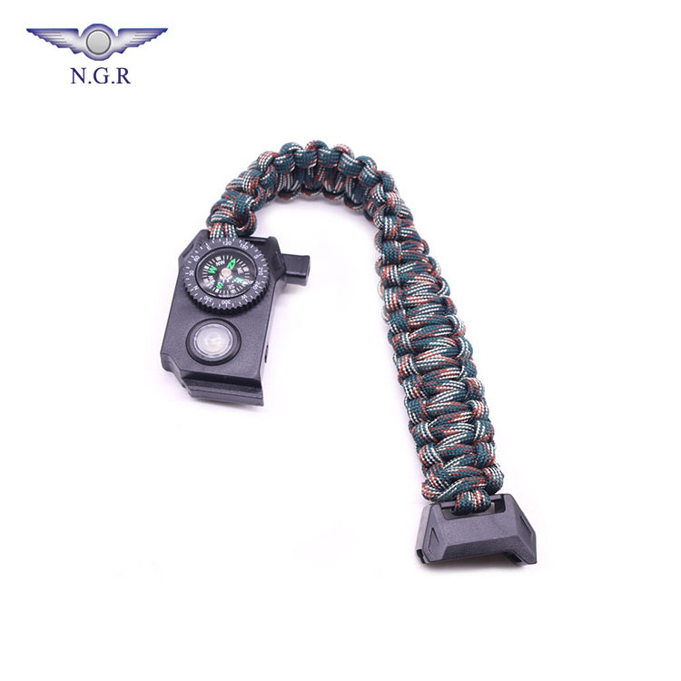 Multifunction professional bright led light outdoor survival bracelet clasp