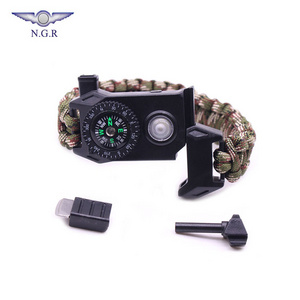 Multifunction professional bright led light outdoor survival bracelet clasp