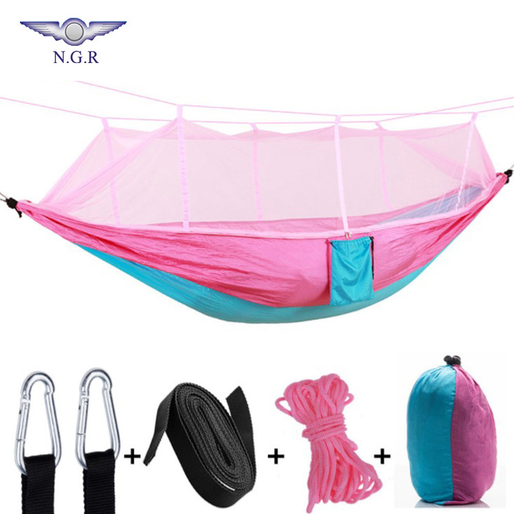 High Quality Outdoor Durable Parachute Camping hammock With Tree Straps and Mosquito net