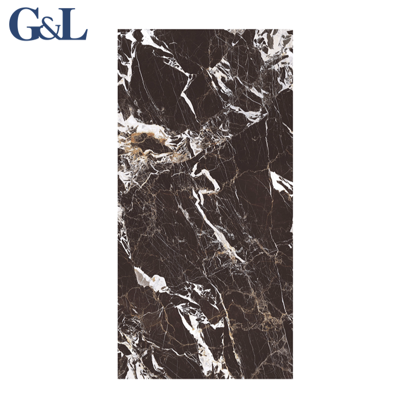 Grand 60x120cm 24x48inch 75x150cm Black Golden Flower Marble Look Glazed Porcelain Wall and Floor Tiles for Modern Bathroom