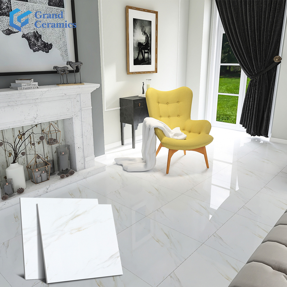 House modern carrara white marble polished glazed ceramic porcelain floor tile for living room and bedroom