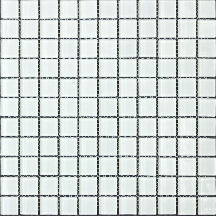 Square Iridescent Glass Swimming Pool Tile Mosaic glass kitchen backsplash white glitter mosaic tile