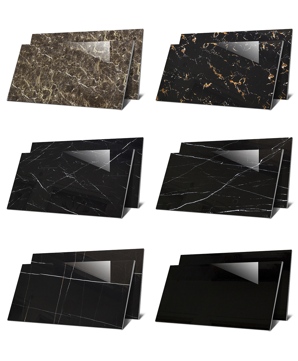 Hotel modern non-slip luxury Black Gold Polished Glazed Marble Floor Ceramic Tile Have Stock Cheap