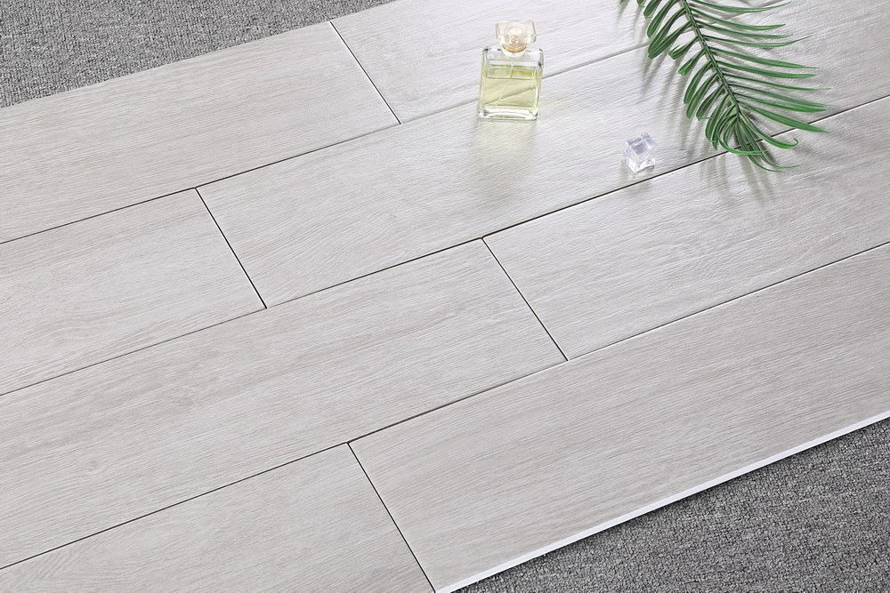 Bathroom matte natural effect look gray color porcelain inkjet non slip wooden ceramic floor tile for hotel