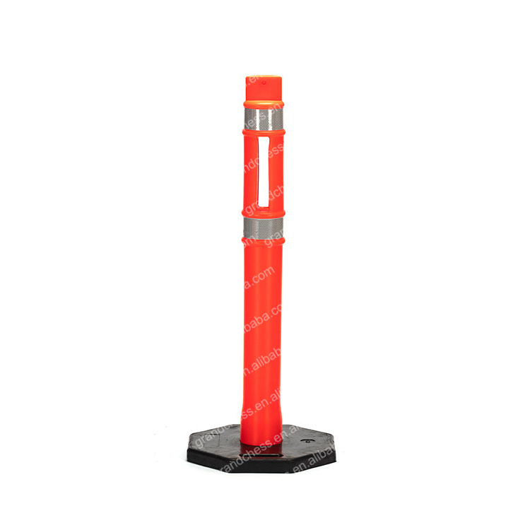 2021 Traffic Flexible Soft Highly Visible PE Plastic Warning Delineator Black Post With Base