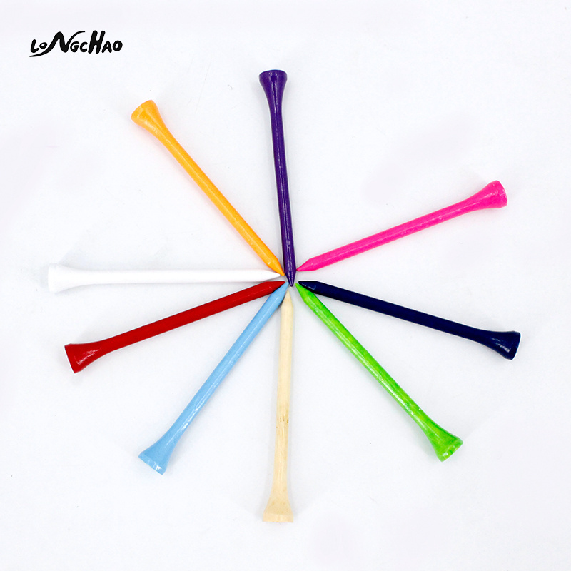 Bulk Customized Printed Logo 83mm Color Bamboo Wood Golf Tees