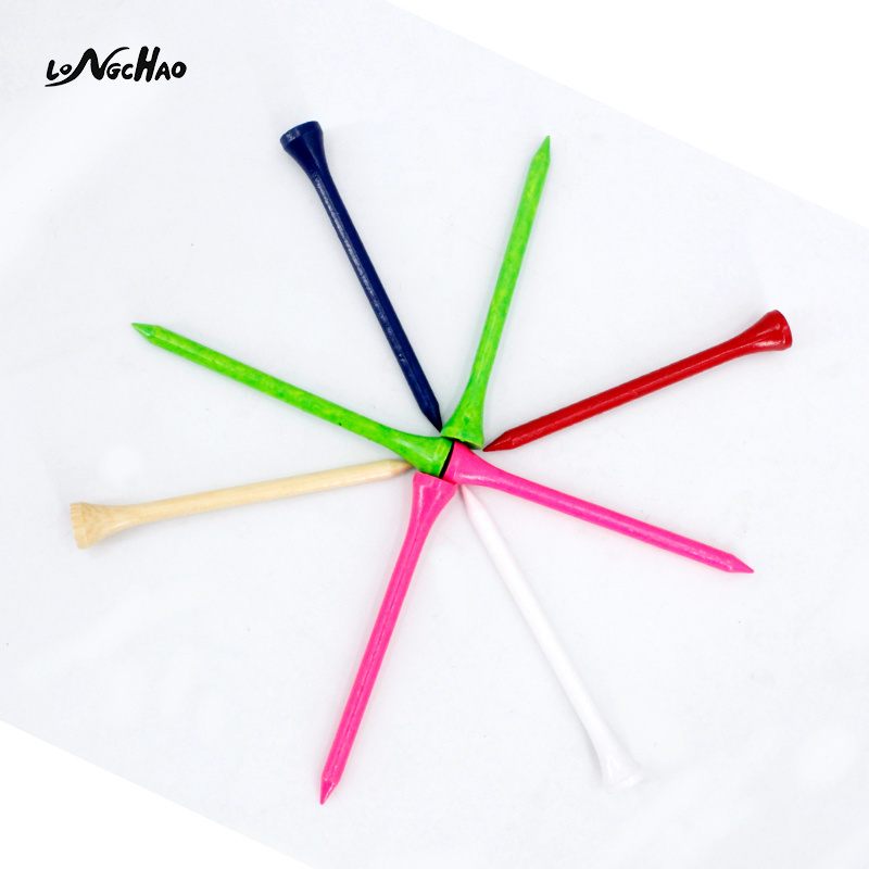 Bulk Customized Printed Logo 83mm Color Bamboo Wood Golf Tees