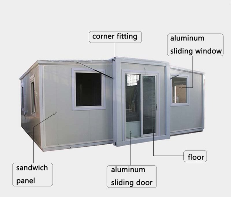 Prefab folding container house expandable cheap prefab house  20ft 40ft for sale factory provide