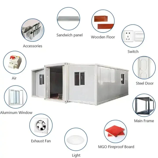 Grande Foldable Prefab House Extendable Container Home Mobile Container Of Houses for Living Office Hospital