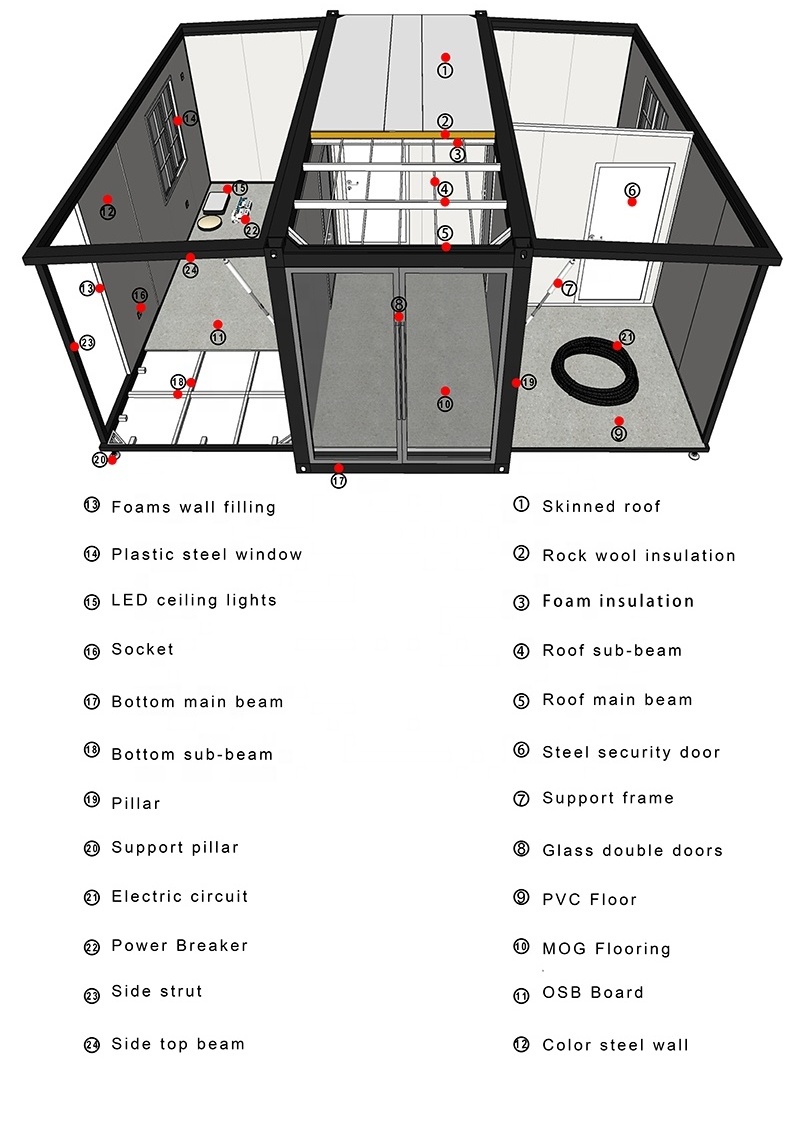 Grande Folding Room 40ft Extendable Container Of Houses Easy Assemble Folding Room Homes Ready To Live