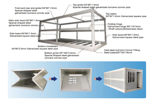 Steel Structure Prefab House Shipping Container Garage Prefabricated Foldable Living Modular Homes Fast Build Prefab House