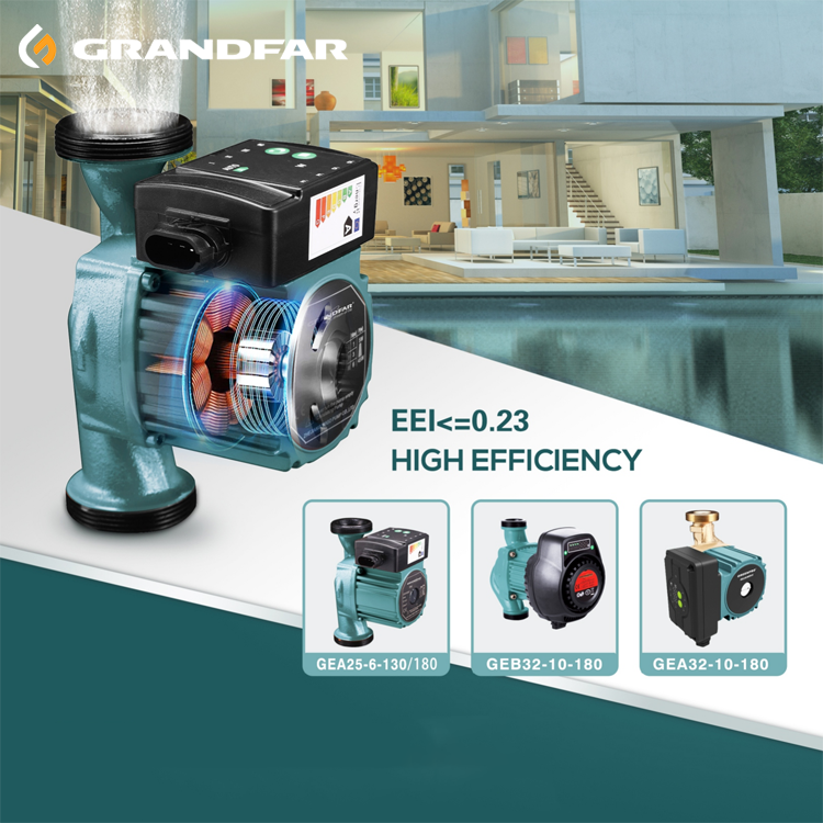 Grandfar GEA OEM/ODM bomba eletrica Intelligent circulator water pumps low energy magnetic frequency controlled circulation pump