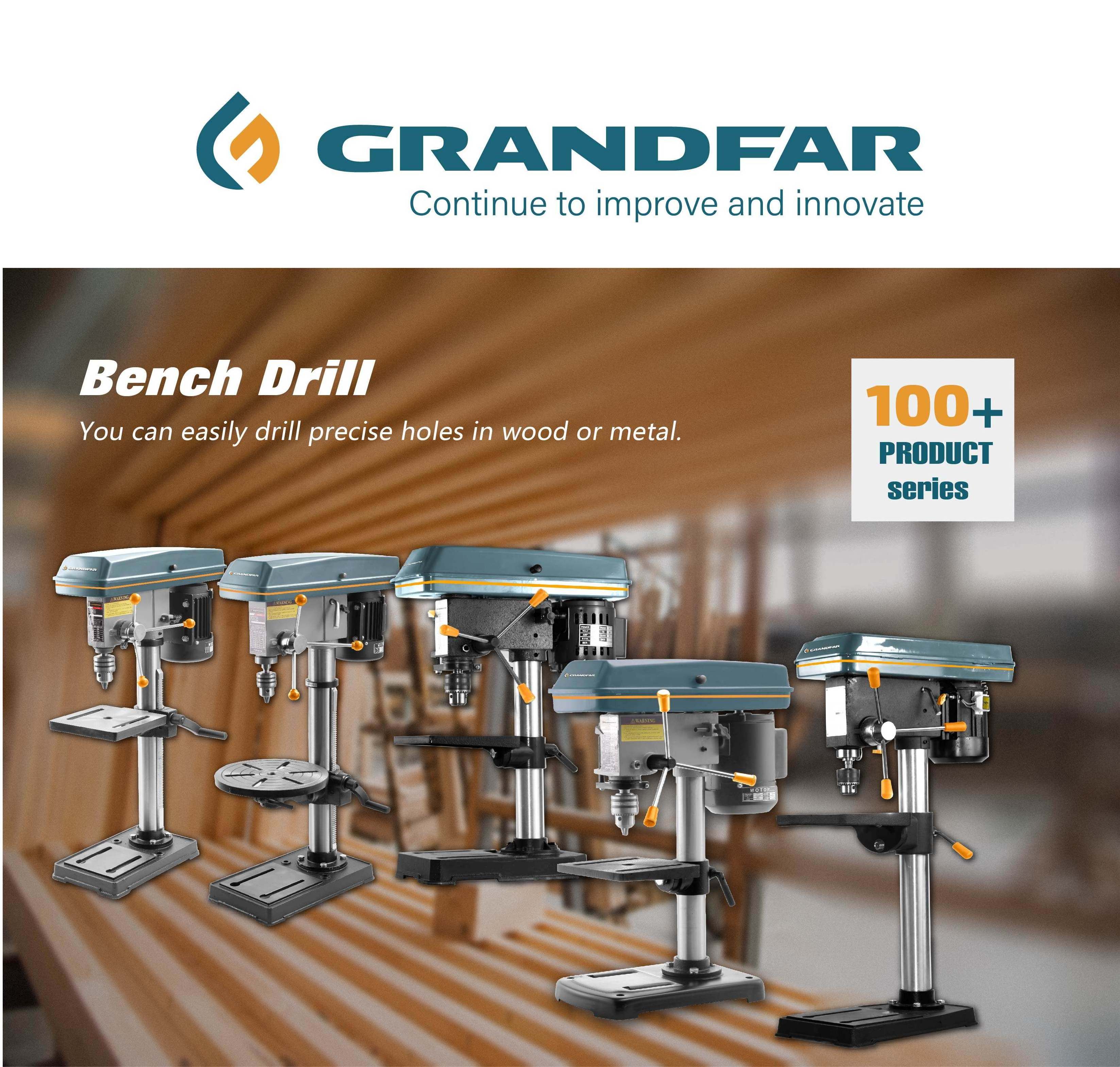 GRANDFAR New Design Industrial Manual Bench Drilling 16mm pillar Table Mini Drill Press Drilling Machine