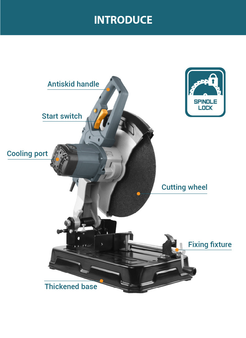 GRANDFAR High Quality Mini Electric 2700W Cut Off Saw Machine Metal Cut Off Machine Cut Saw Abrasive Wheel Machine 355mm