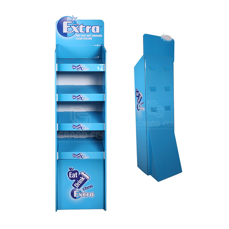 POS Corrugated Floor Chewing Gum Store Tower Display Rack