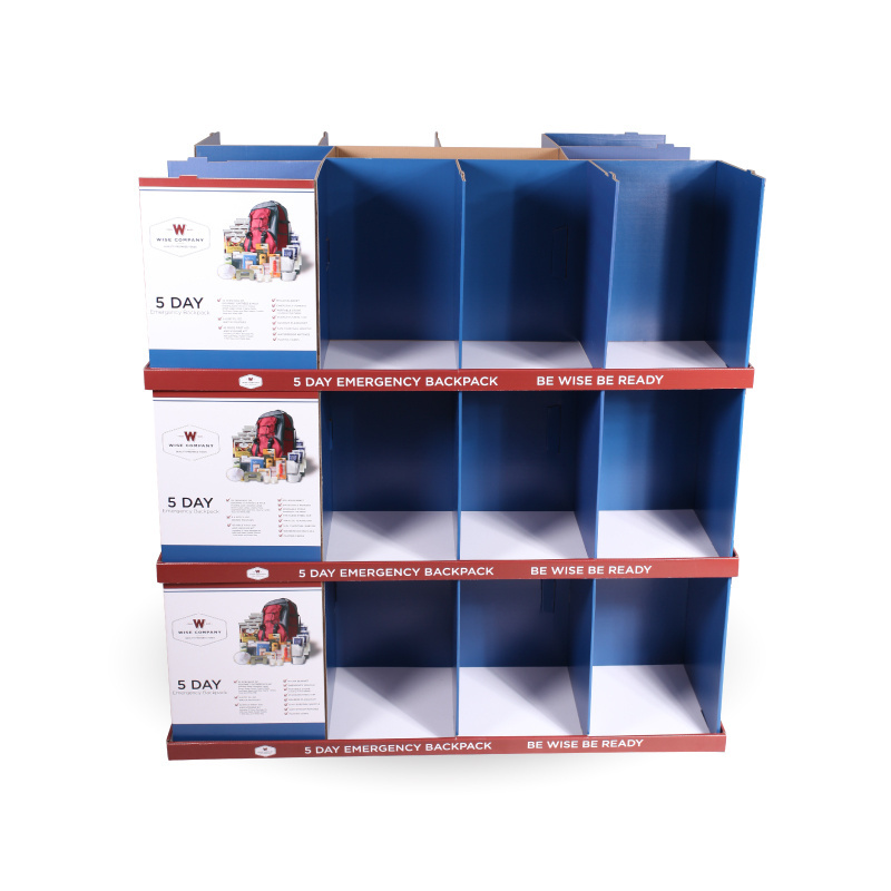 Custom POP Cardboard Paper Full Pallet Floor Display Rack for Emergency Backpack