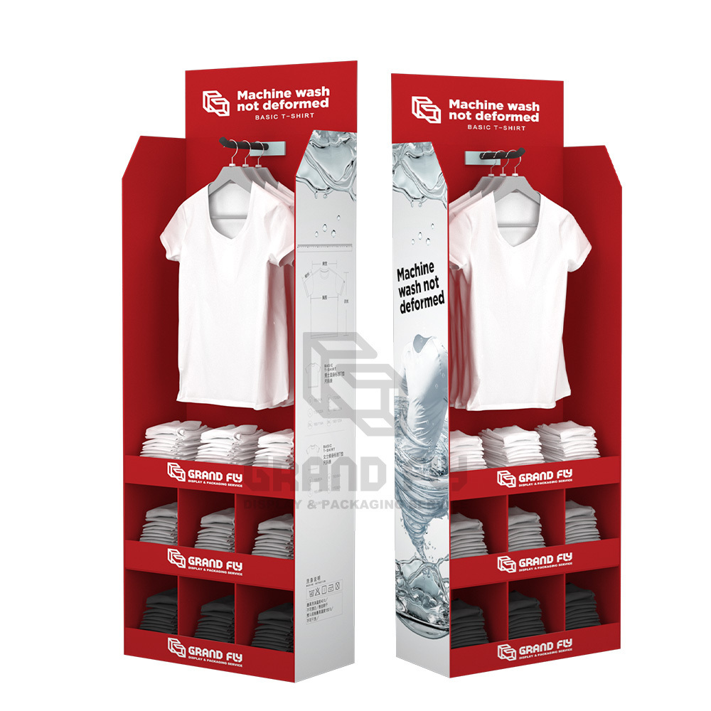 T-Shirt Clothing Cardboard Temporary Display Stand T-shirt Floor Cardboard Rack Display Stand Cardboard For Tshirts