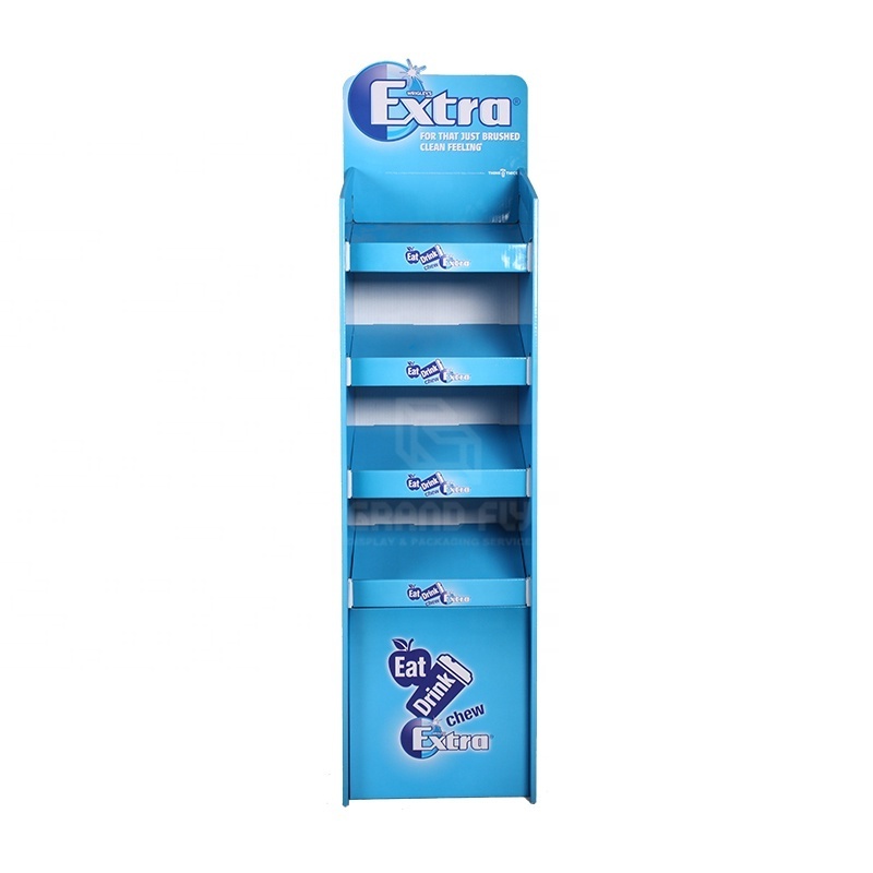 POS Corrugated Floor Chewing Gum Store Tower Display Rack