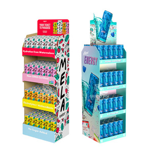 Custom Shape Display Cardboard 3 Tier Shelf Display Printed Monster Energy Drink Cardboard Functional Drinks Floor Display