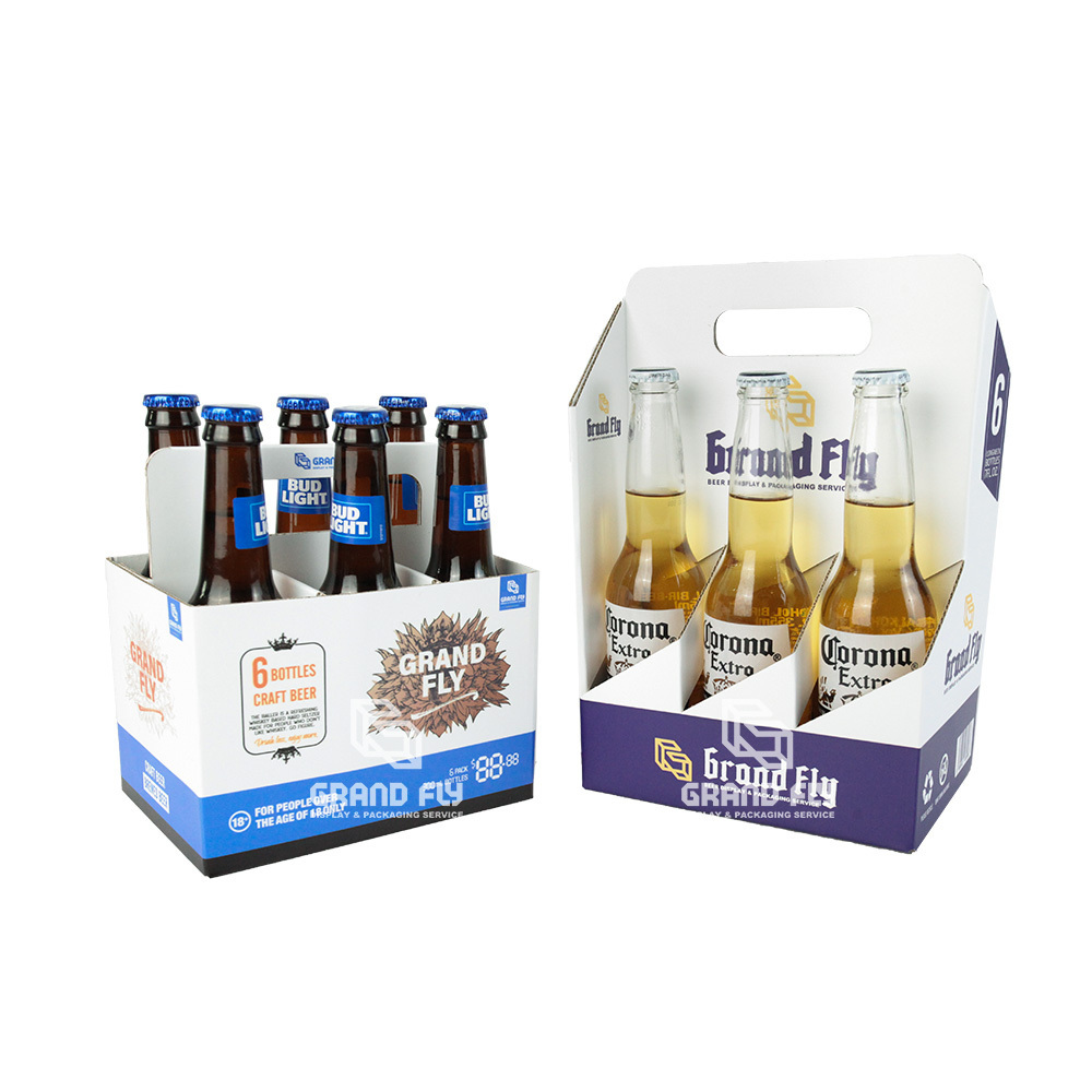 Custom Beer Case Holder Cardboard 4 6 Pack Bottle Beer Carriers Packaging Box For Beer Bottles