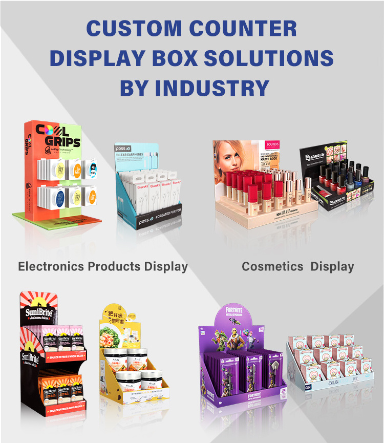 Custom Cardboard Merchandising Counter Retail Counter Box Paper Display Boxes Table Top Cardboard Display Counter