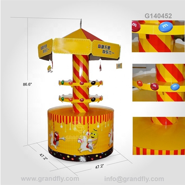 Supermarket Promotional Umbrella Shaped Cardboard Candy Snack Pallet Floor Display Stand