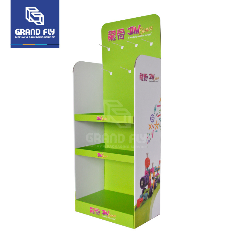 High Quality Children Toys Commercial Store Corrugated Display Stand Shelving With Hook