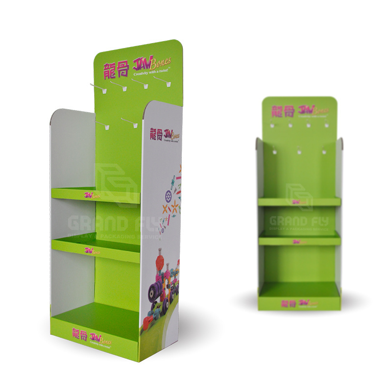 High Quality Children Toys Commercial Store Corrugated Display Stand Shelving With Hook