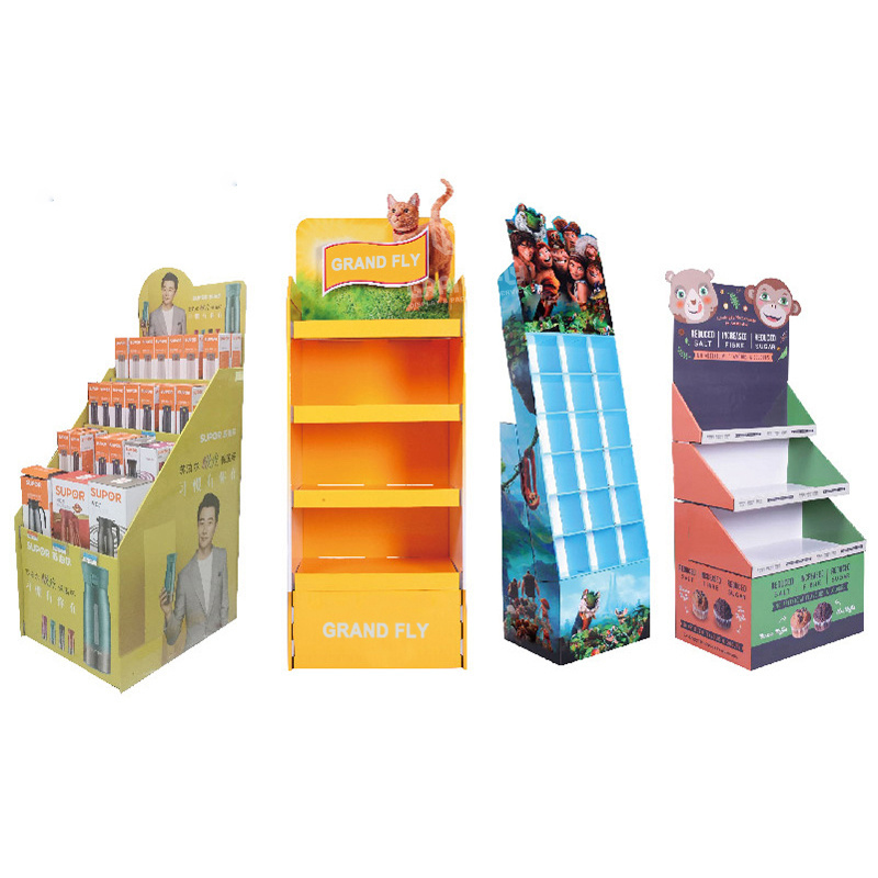 Custom 4 Sided Cardboard Comic Book Magazine Tower Display Stands Rack