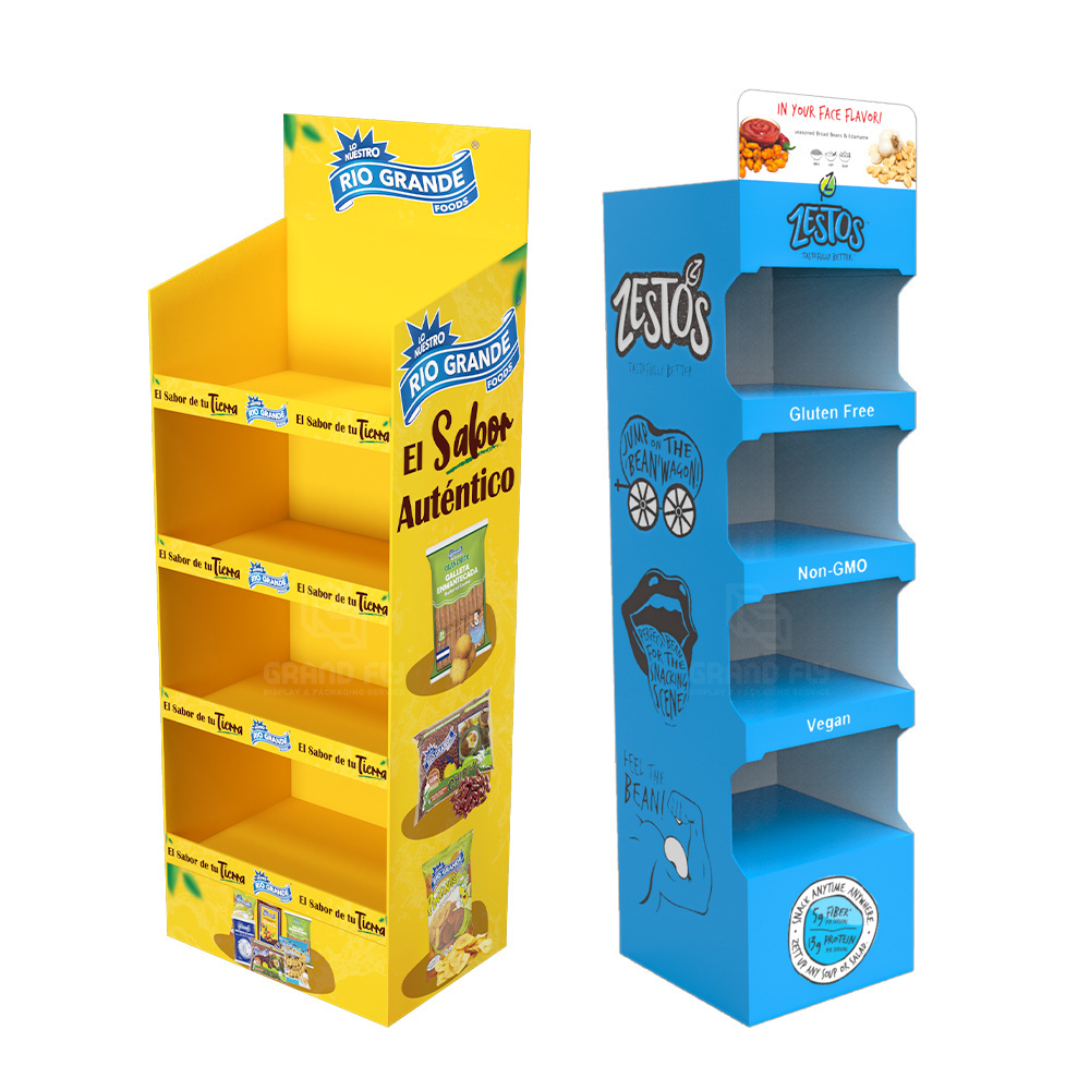 Supermarket Free Advertising Foldable Flooring Racking Display Cardboard Carton Product POP Store Shelf Display Rack Stand