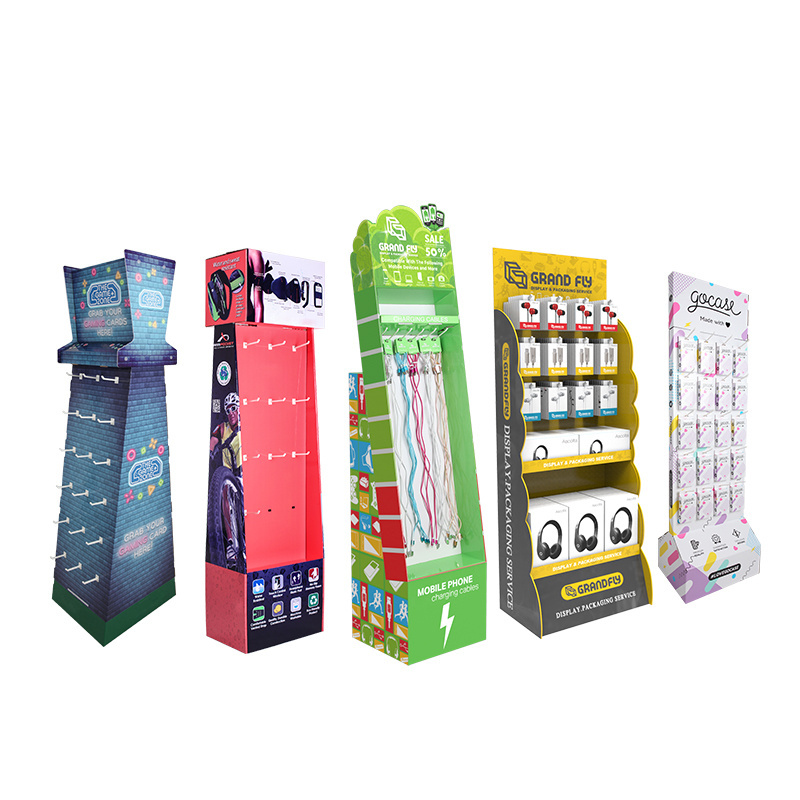 Custom Cardboard Pop Hanging Pegboard Hook Display Stand Carton Peg Hooks Display Racks With Peg Hooks