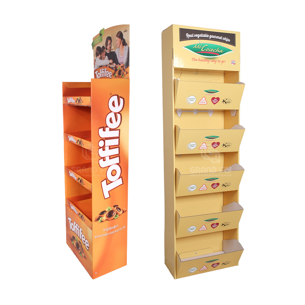 Custom Cardboard Floor Shelves Display Cardboard Display Holder For Chocolate