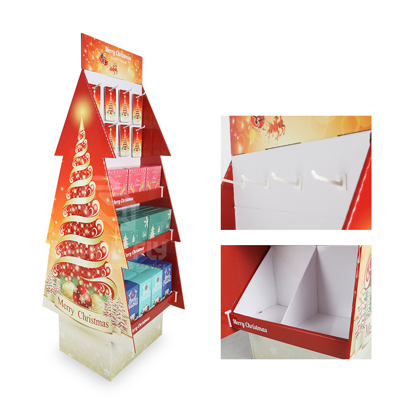 Custom Tree Double Sided Cardboard Shelf Display Stand Cardboard Floor Display For Retail Shop