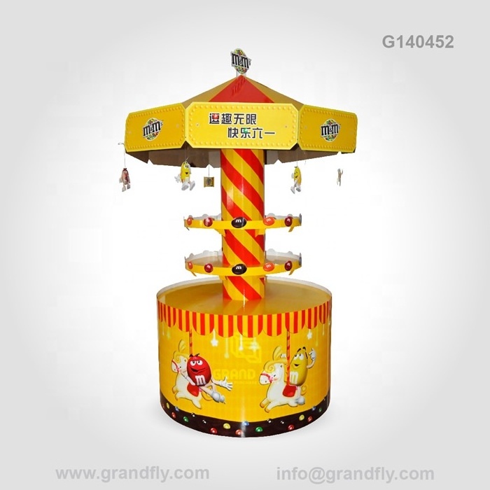 Supermarket Promotional Umbrella Shaped Cardboard Candy Snack Pallet Floor Display Stand