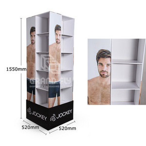 Custom Cardboard T Shirt Shipper Display Stand Clothing Cardboard 3D Printing Grid Floor Cardboard Shirt Display