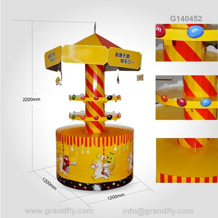 Supermarket Promotional Umbrella Shaped Cardboard Candy Snack Pallet Floor Display Stand